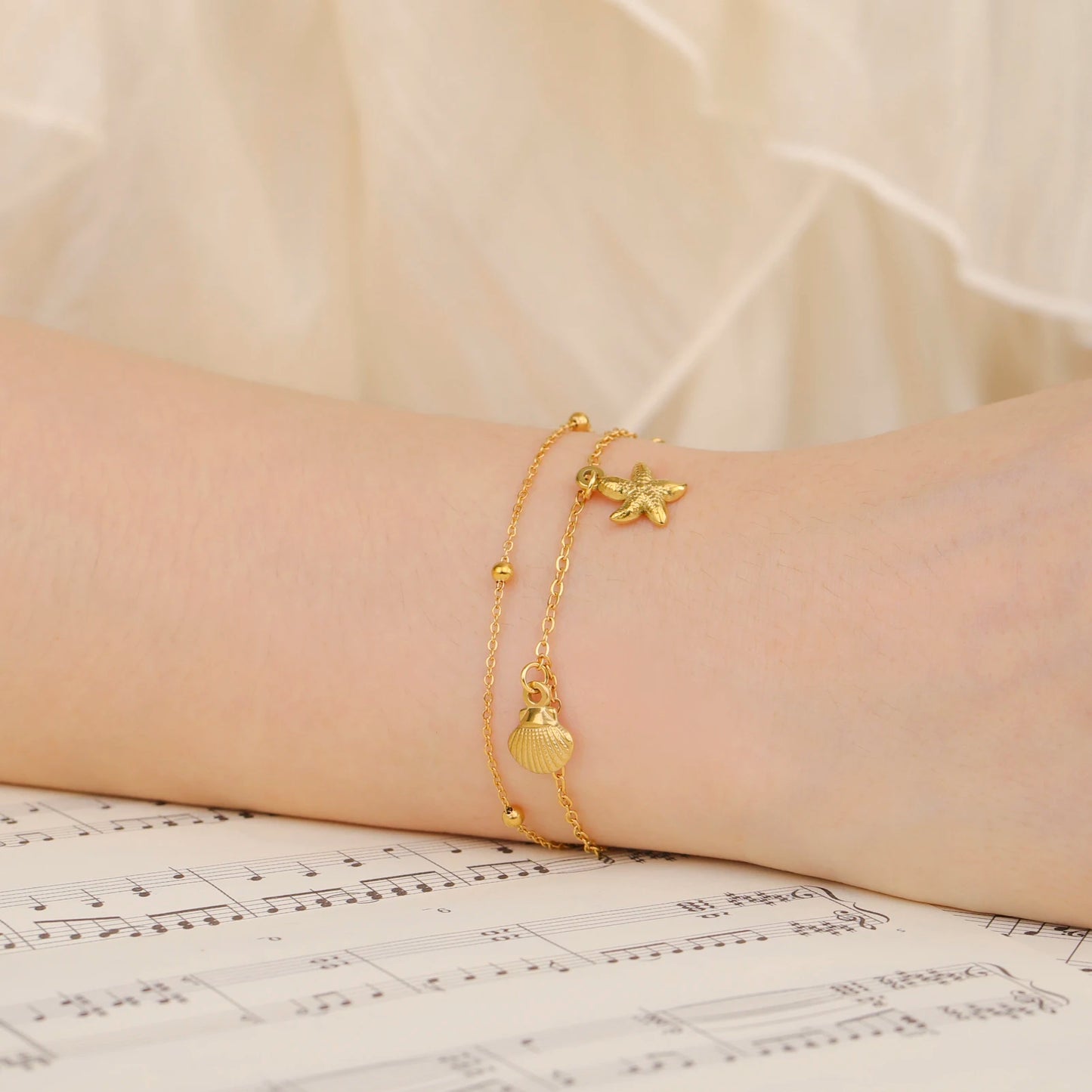 Cazador Starfish Seashell Charms Women's Bracelet Stainless Steel Summer Beach Jewelry Hand Bracelet Gift Trend 2025 Wholesale