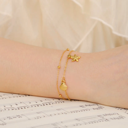 Cazador Starfish Seashell Charms Women's Bracelet Stainless Steel Summer Beach Jewelry Hand Bracelet Gift Trend 2025 Wholesale