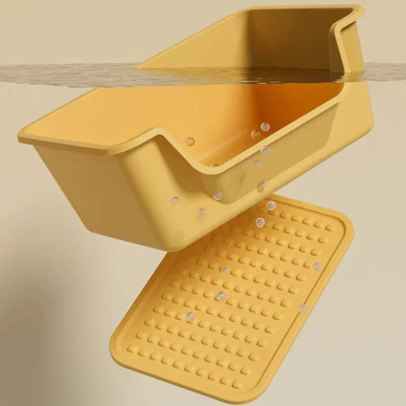 Semi-Enclosed Cat Litter Box High Sides Anti-Splash Thickened Large Capacity Litter Tray with Scoop for Multi-Cat Household