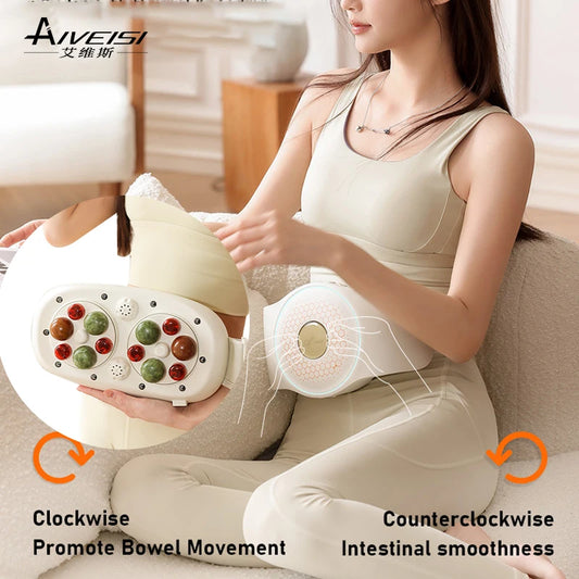 Aiveisi32MM Large Bianstone Red Light Assisted Hot Compress Abdominal Massager Machine Waist Roller Electric Massage Device Tool