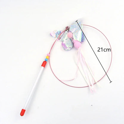 Interactive Cat Toy Handfree Cat Stick Playing Kitten Playing Teaser Wand Toy Suction Cup Bird/Feather Cat Wand Pet Supplies