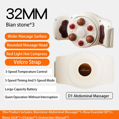 Aiveisi32MM Large Bianstone Red Light Assisted Hot Compress Abdominal Massager Machine Waist Roller Electric Massage Device Tool
