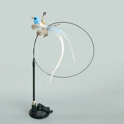Interactive Cat Toy Handfree Cat Stick Playing Kitten Playing Teaser Wand Toy Suction Cup Bird/Feather Cat Wand Pet Supplies