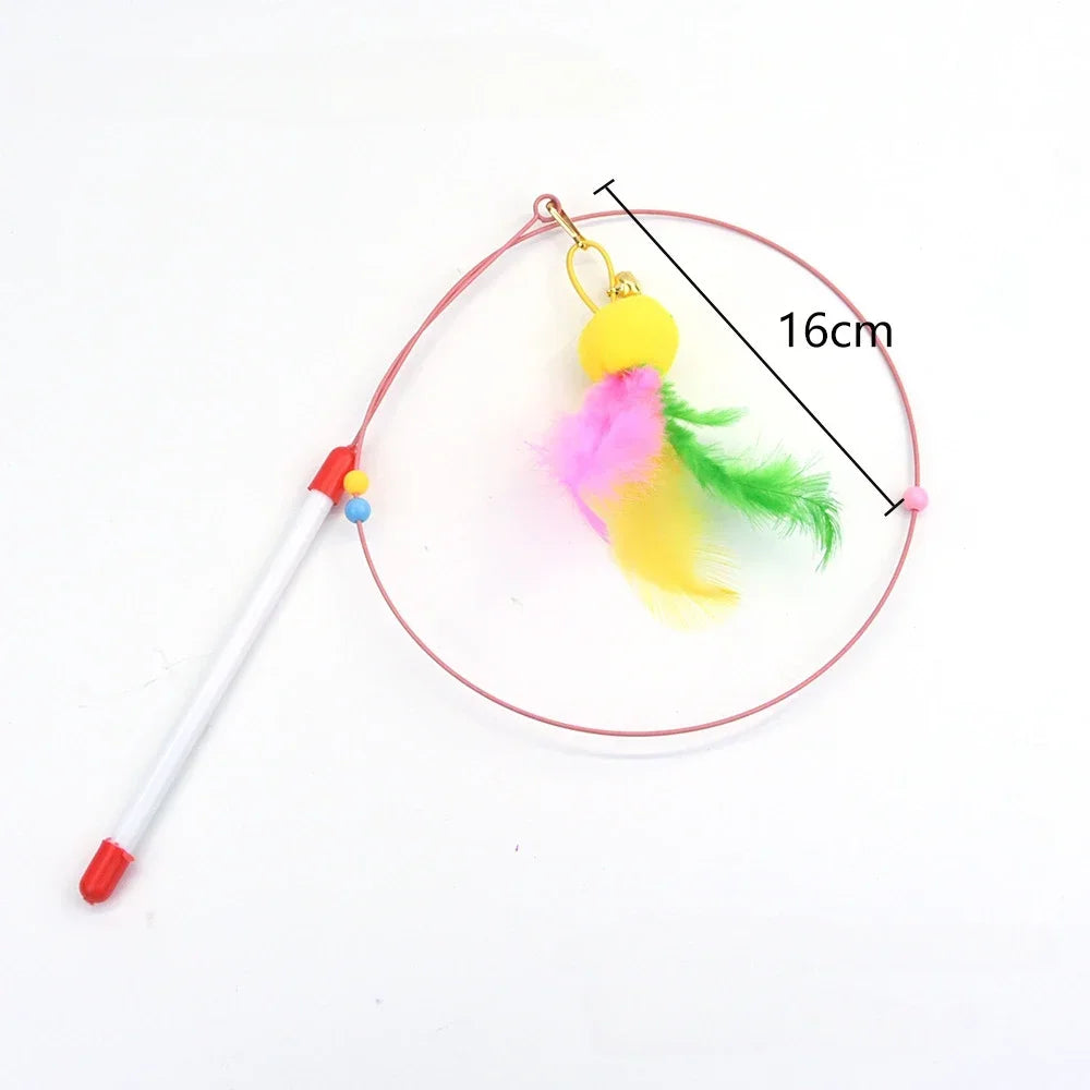 Interactive Cat Toy Handfree Cat Stick Playing Kitten Playing Teaser Wand Toy Suction Cup Bird/Feather Cat Wand Pet Supplies