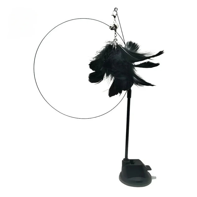 Interactive Cat Toy Handfree Cat Stick Playing Kitten Playing Teaser Wand Toy Suction Cup Bird/Feather Cat Wand Pet Supplies