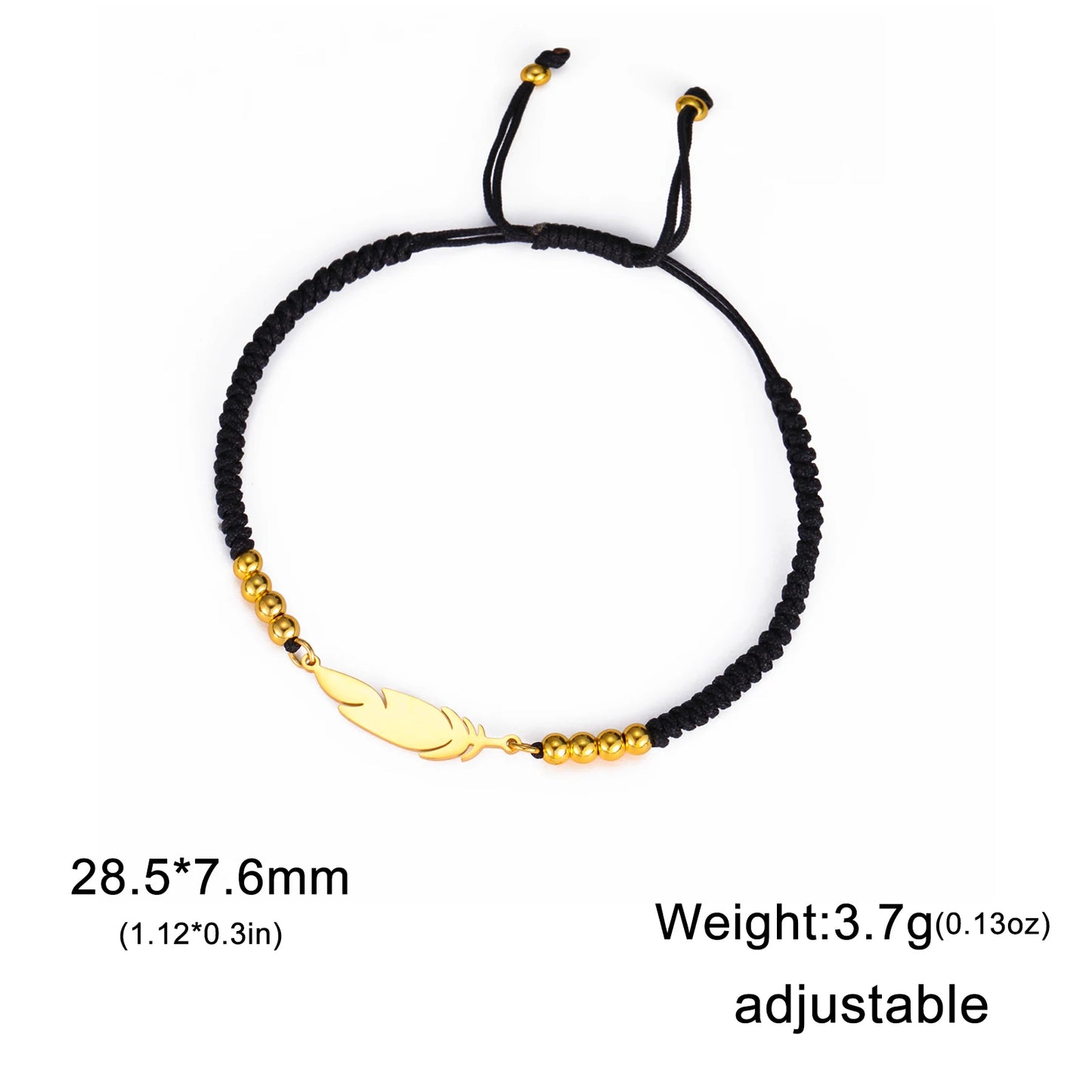 LIKGREAT Fashion Feather Design Pendant Bracelet for Women Men Charm Adjustable Rope Chain Couple Jewelry Party Gifts
